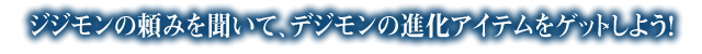 ジジモンの頼みを聞いて、アイテムをゲットしよう！